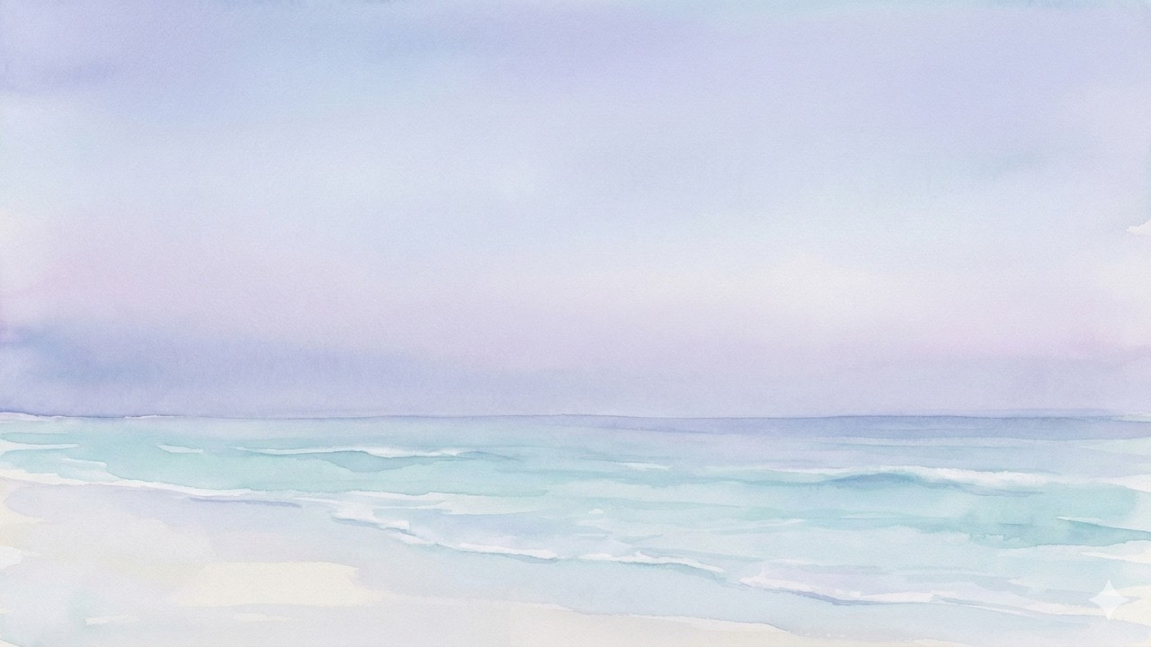 Evening Tides | Soft Coastal Watercolor | 4K Wallpaper Digital Fine Art | 3 Hours