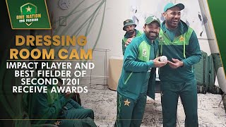 📹 Dressing Room Cam: Impact Player and Best Fielder of Second T20I Receive Awards | PCB | MA2A