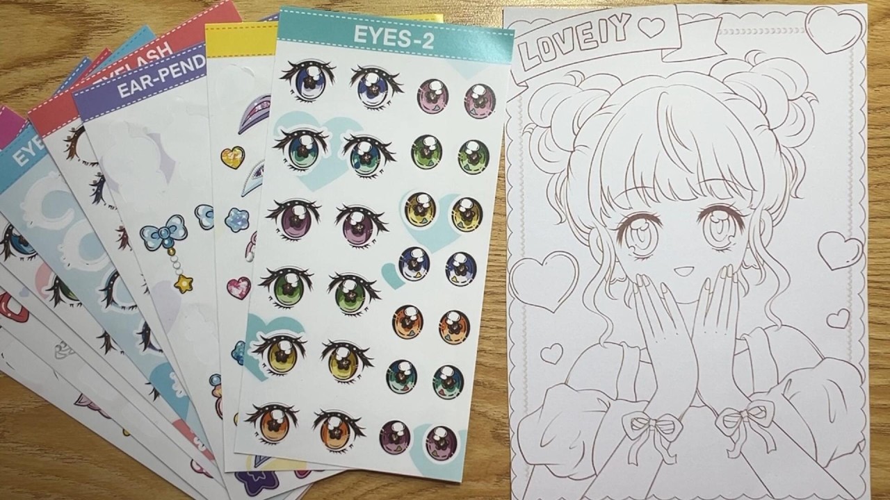 Thiết kế trang điểm cô gái/Tô màu tóc, mắt, má hồng và phụ kiện dễ thương