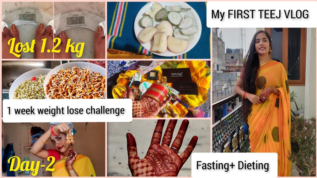 Day-2 Intermittent fasting | My first Teej vlog +Fruit diet | I lost 1.2 kgs | 1 week challenge ✅