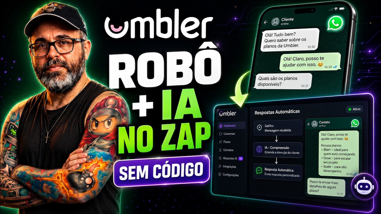 Botei um ROBÔ e uma IA pra atender no WhatsApp da empresa (sem código e sem burocracia)