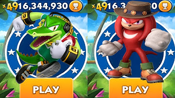 Sonic Dash - Vector vs Series knuckles vs Tails - All Characters Unlocked - Gameplay