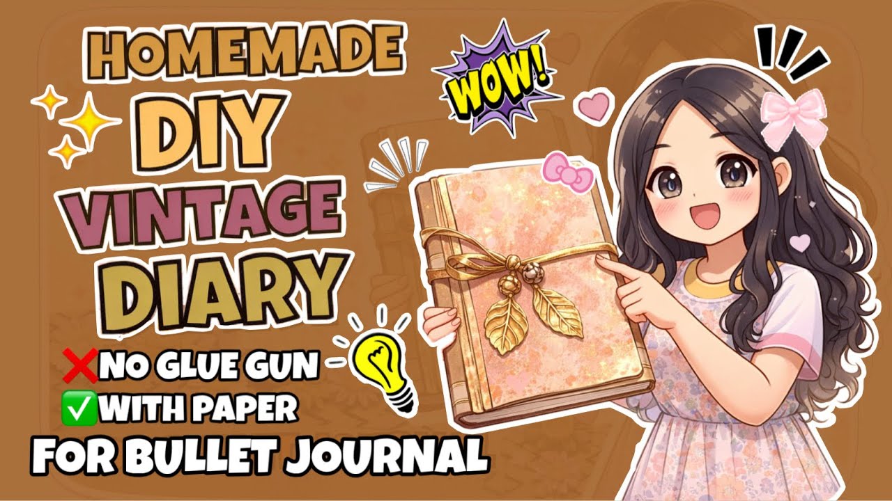 How to make vintage diary for journal/ diy easy diary with paper no ...