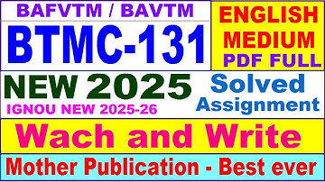 BTMC 131 solved assignment 2025 in English || btmc 131 solved assignment 2024-25 || btmc131 2025-26
