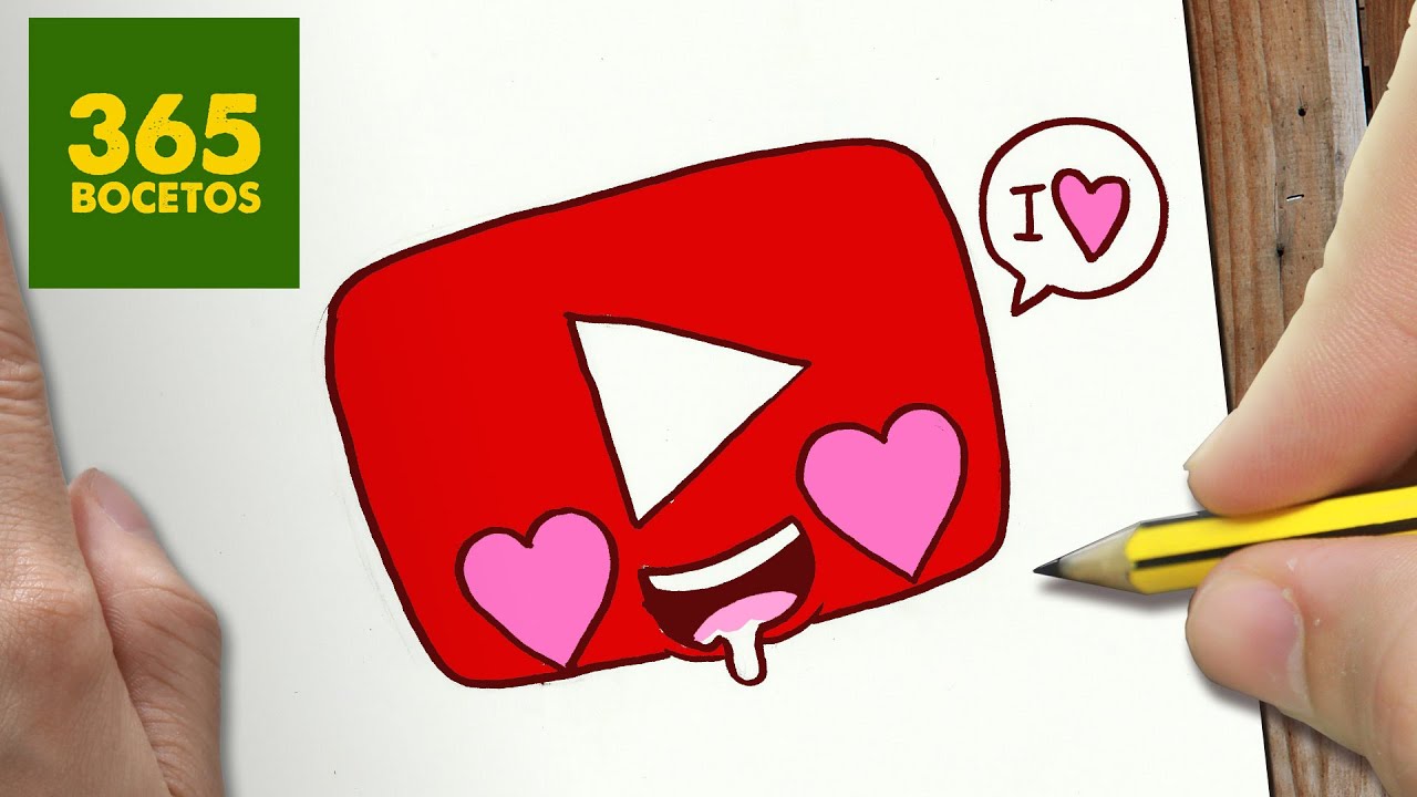 COMO DIBUJAR YOUTUBE ENAMORADO KAWAII PASO A PASO - Dibujos kawaii faciles  - draw LOVE YOUTUBE - thptnganamst.edu.vn