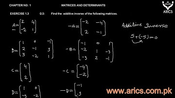 Mathematics Class 9th, Chapter No 1 Matrices and Determinants, Exercise 1.3, Question 2