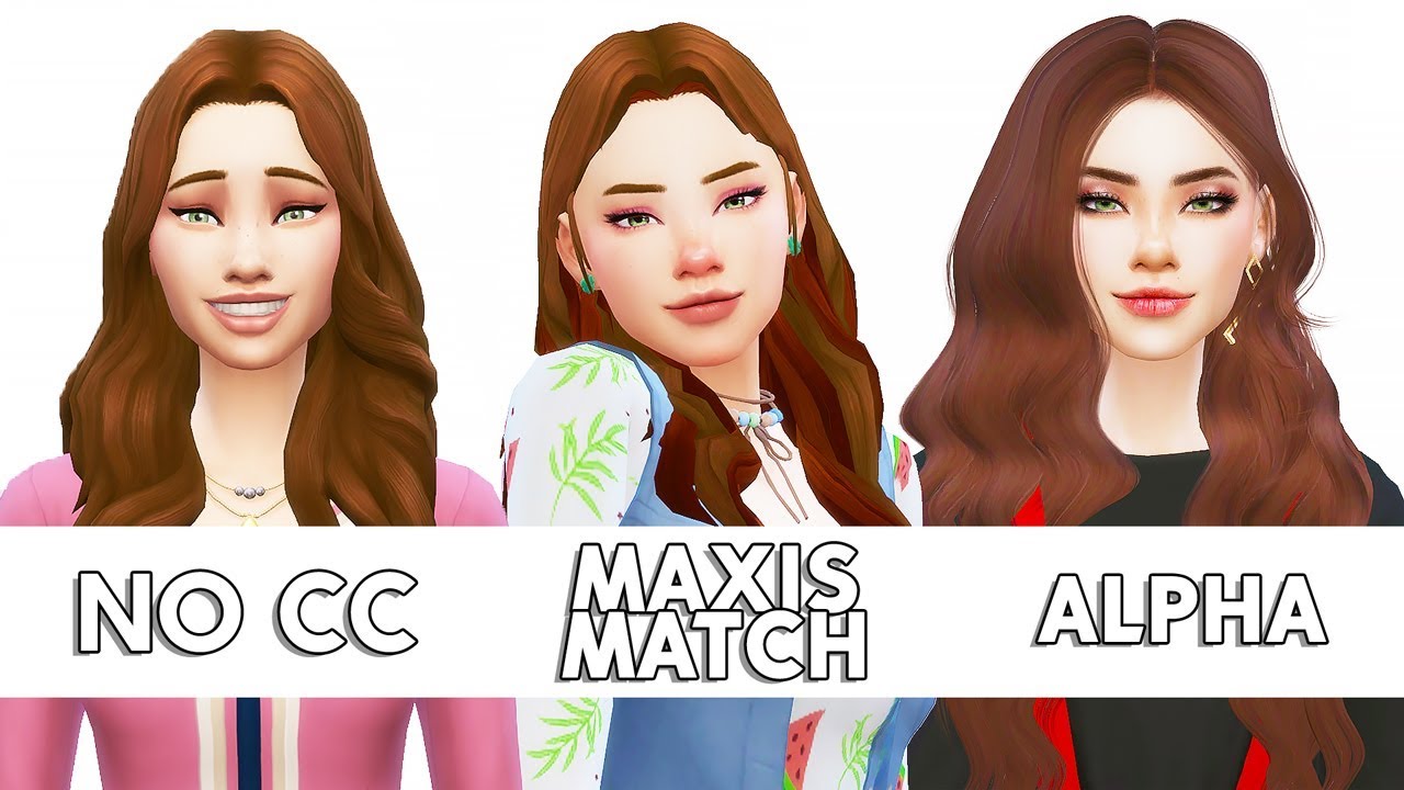 NO CC / MAXIS MATCH / ALPHA / Сим в трёх стилях / CAS - YouTube