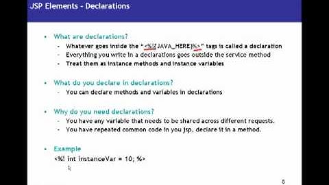 JSP(Java Server Pages) Tutorial 02 Elements - Declarations, Scriptlets, Expressions