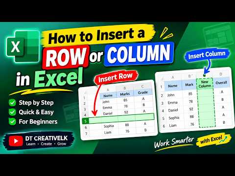 How to Insert a Row or Column in Excel 2026 | Quick & Easy Tutorial #excel