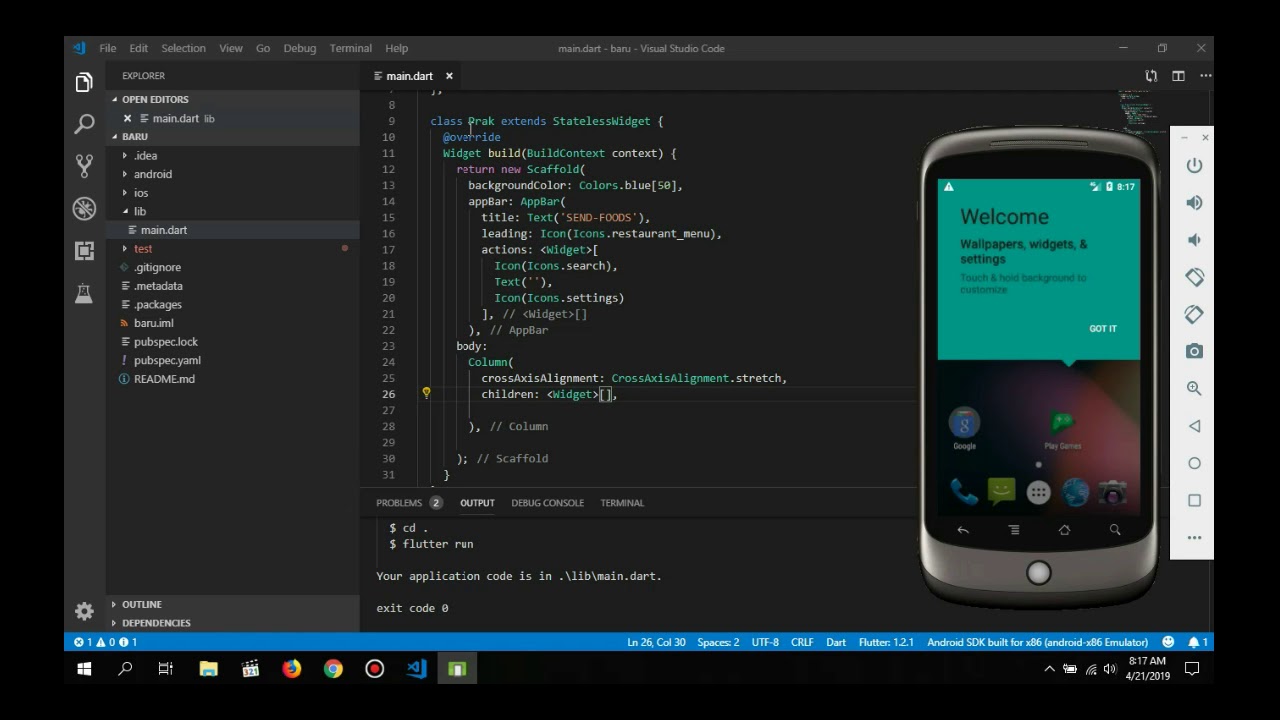VsCode Tutorial Desain Layout Aplikasi UI dengan Emulator Android - YouTube