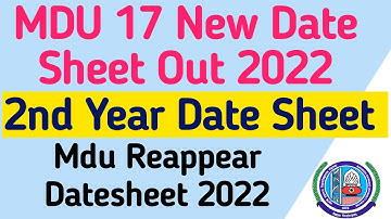 Mdu 2nd Year datesheet out 2022 | Mdu 2nd Year Reappear Datesheet | Mdu   Latest Datesheet