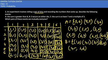 3. An experiment involves rolling a pair of dice and recording the numbers that come up. Describe
