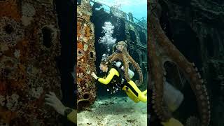 Octopus Helps a Girl Find Treasure Under the Sea! 💎🌊#Octopus #UnderwaterAdventure #OceanLife
