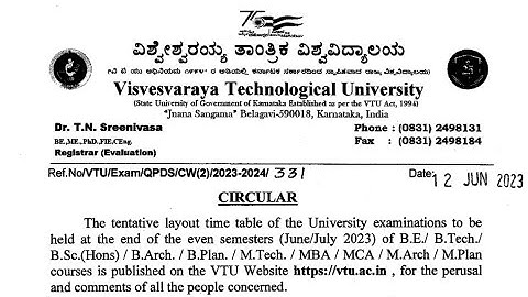 VTU Today Update-2023: Tentative Timetable for All UG/PG Even Sem Students @nvrupdates36