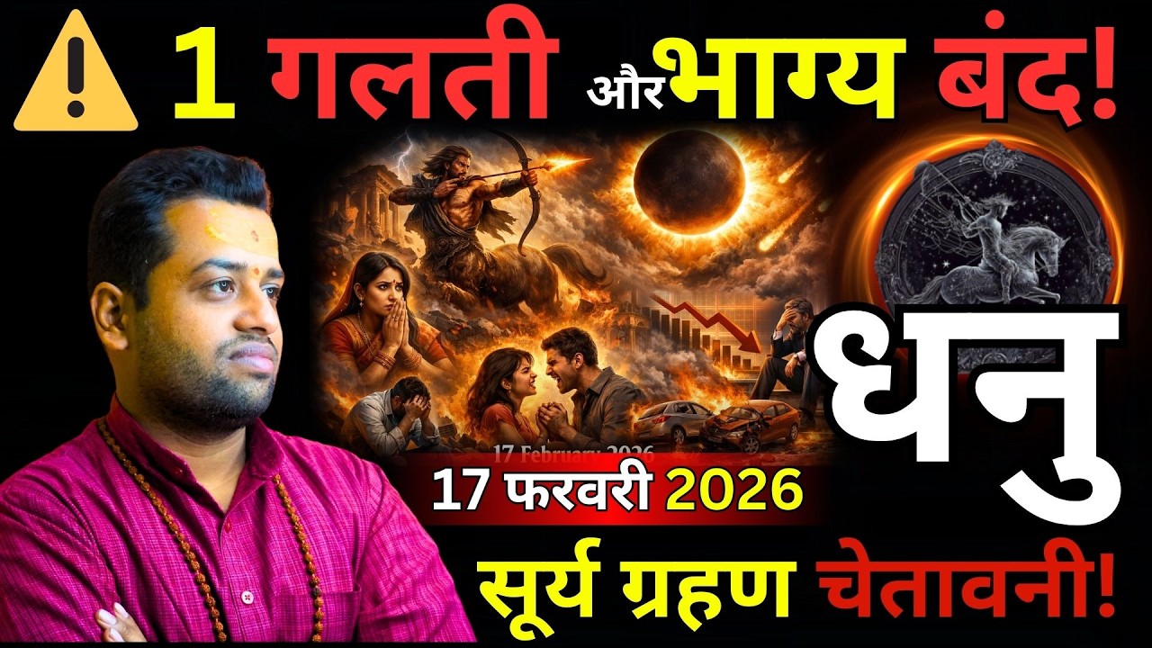 धनु राशि ⚠️ एक गलती और भाग्य बंद! सूर्य ग्रहण का संकेत Dhanu Rashi Surya Grehen 2026 17 feb