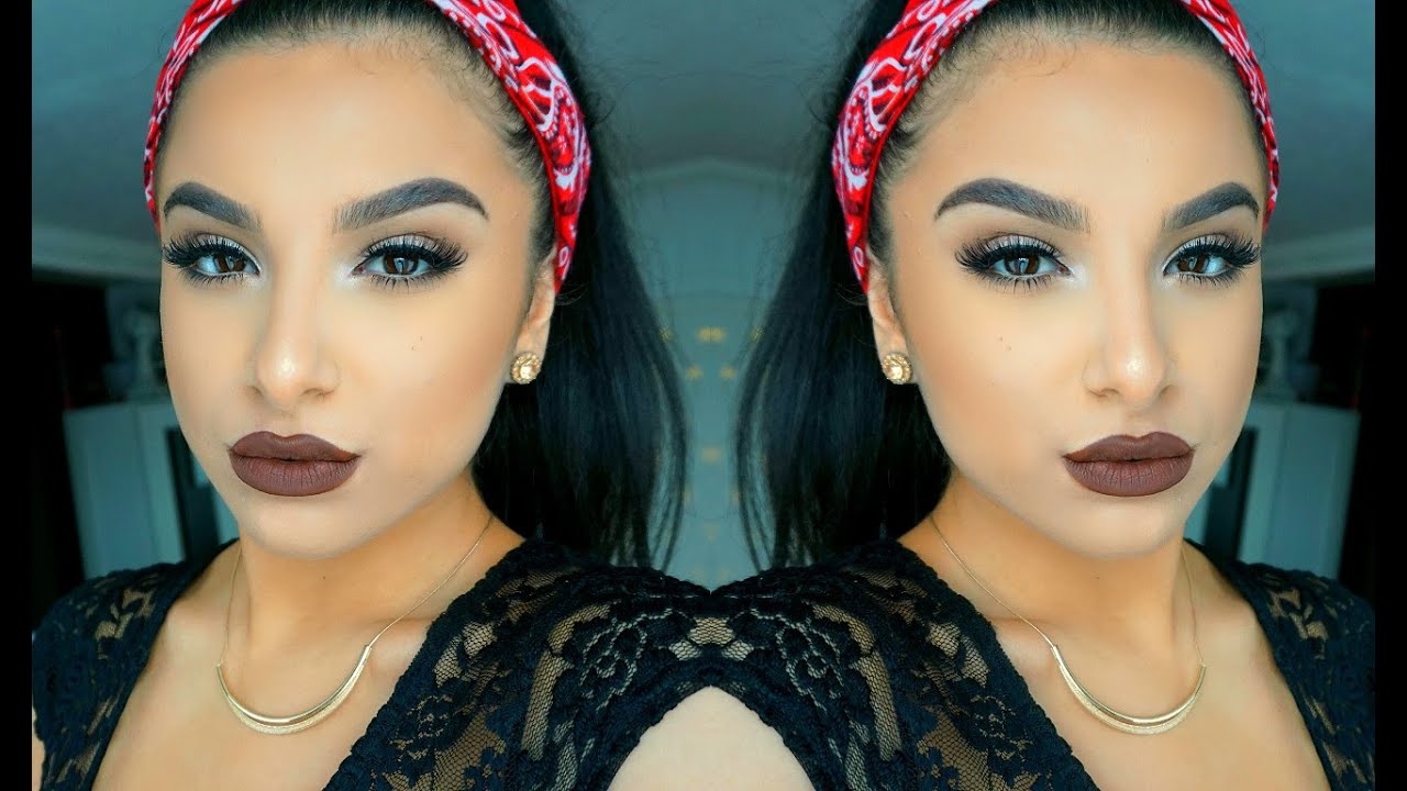 Natural Eyes + Bold Brown Lip Makeup Tutorial | FALL 2015 - YouTube