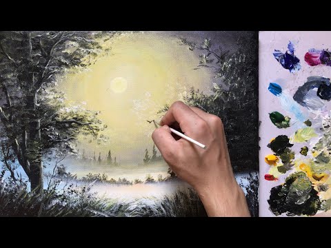 Video Phụng Miểu Art - Vẽ đêm trăng \ Vẽ tranh phong cảnh... - youtube