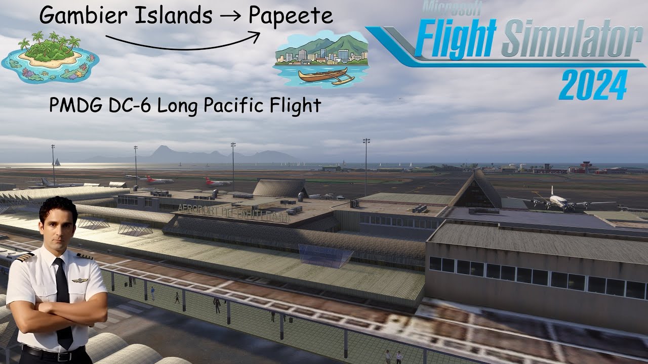 NTGJ (Gambier Islands) → NTAA (Papeete, Tahiti) | PMDG DC-6 Flight (Cockpit View)