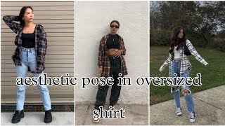 Aesthetic Pose In Oversized Shirt | Photoshoot Pose Ideas For Girls screenshot 3