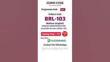 BRL 103 Solved Assignment PDF 2024-25 in English, BBA program BRL-103 Solved assignments
