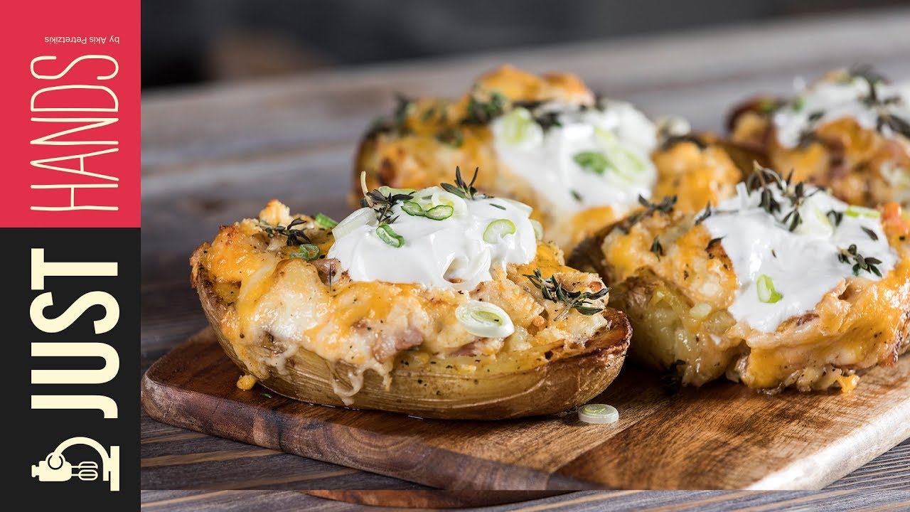 Cheese-stuffed Baked Potatoes | Akis Petretzikis