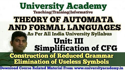TAFL35:Theory of Automata,Simplification of Context free grammar,Elimination of useless symbol