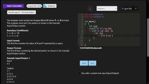 Skillrack Daily Challenge -Double upto P-Printing Pattern-(ProgramId-6234)-25/03/23.#skillrack #code