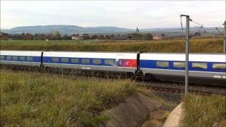 TGV Est et un ICE 3MF sur la LGV EST près de Lorraine TGV [HD]