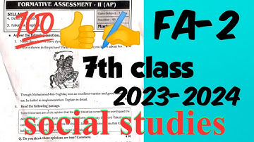 7th class FA-2 (2023-2024)💯👍 social studies pakka most important question paper 👍💯👍