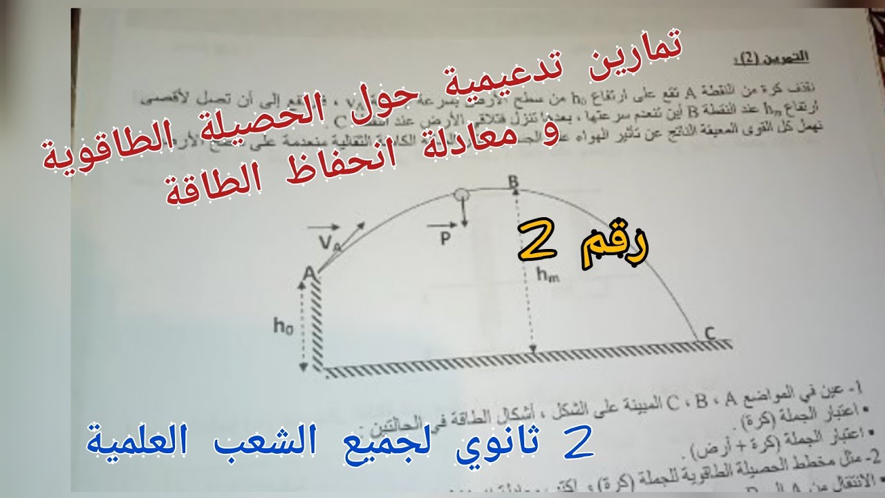 تمارين تدعيمية حول الحصيلة الطاقوية و معادلة انحفاظ الطاقة للسنة الثانية ثانوي لجميع الشعب العلمية