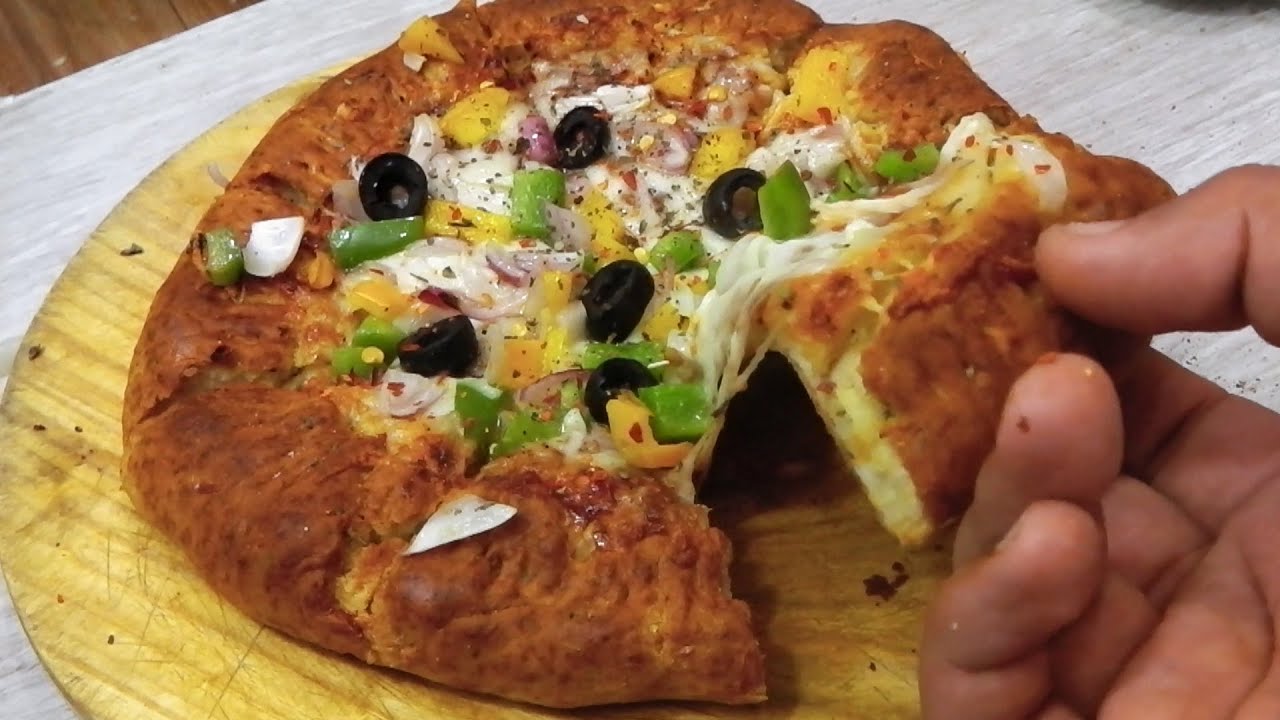 So Cheesy Veg Pizza - Stuffed Crust, Sandwiched Base, 3 Cheese, In flat 25 Mins | Yaman Agarwal | CookingShooking