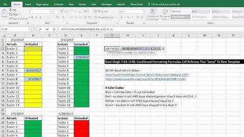 Excel Magic Trick 1448: Conditional Formatting Formulas: Cell References To “Jump” To Next Template