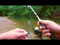 Fishing for Super STRONG Fish in the RAIN       (CLEAR WATER Creek!!)