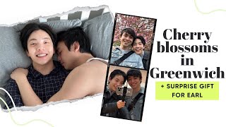 [Eng/한] Greenwich cherry blossoms and surprise gift | Married Korean-Filipino gay couple in London