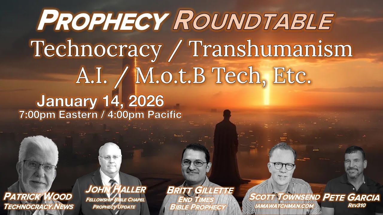 2026 01 14 Prophecy Roundtable Technocracy Transhumanism MotB Wood Townsend Gillette Garcia Haller