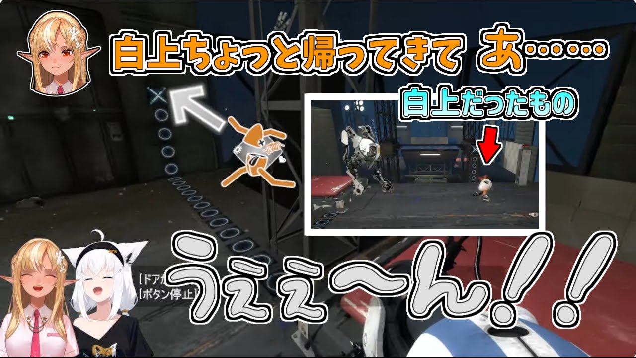 【ホロライブ切り抜き】呼び戻したフブちゃんをうっかりやってしまうフレアちゃん【不知火フレア／白上フブキ／Portal2／#かみぬい】