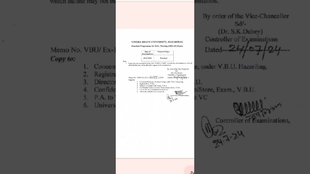 Vbu Exam Update Today||Vinoba Bhave University Hazaribagh