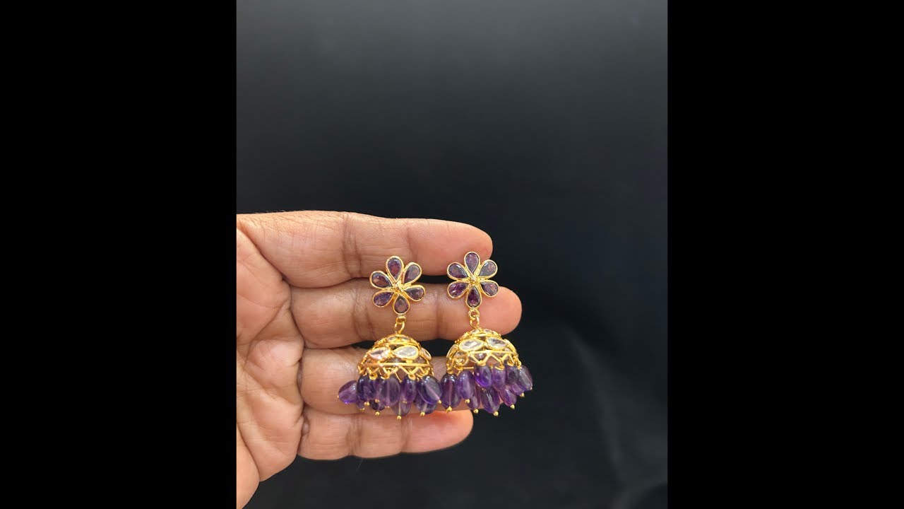 Purple Jumkas | Earrings Exclusive | Whats app 7075551297