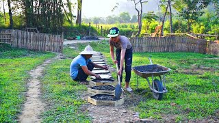 Phan And His Girlfriend Built A New Road Paved With Concrete Bricks Leading To The Wooden Cabin