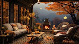 Jazz Relaxing Music for Cafe, Study, Work, Focus ☕ Cozy Fall Porch Ambience with Smooth Jazz Piano