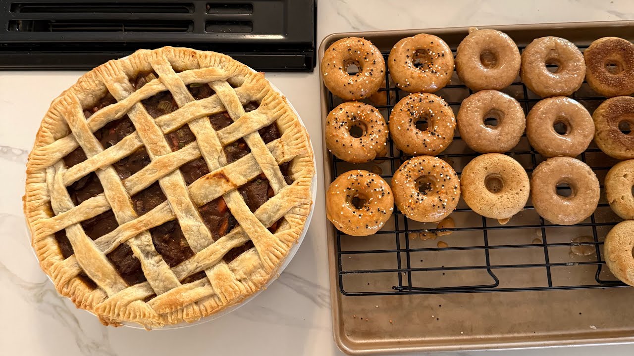 Beef Pot Pie and Pumpkin Donuts