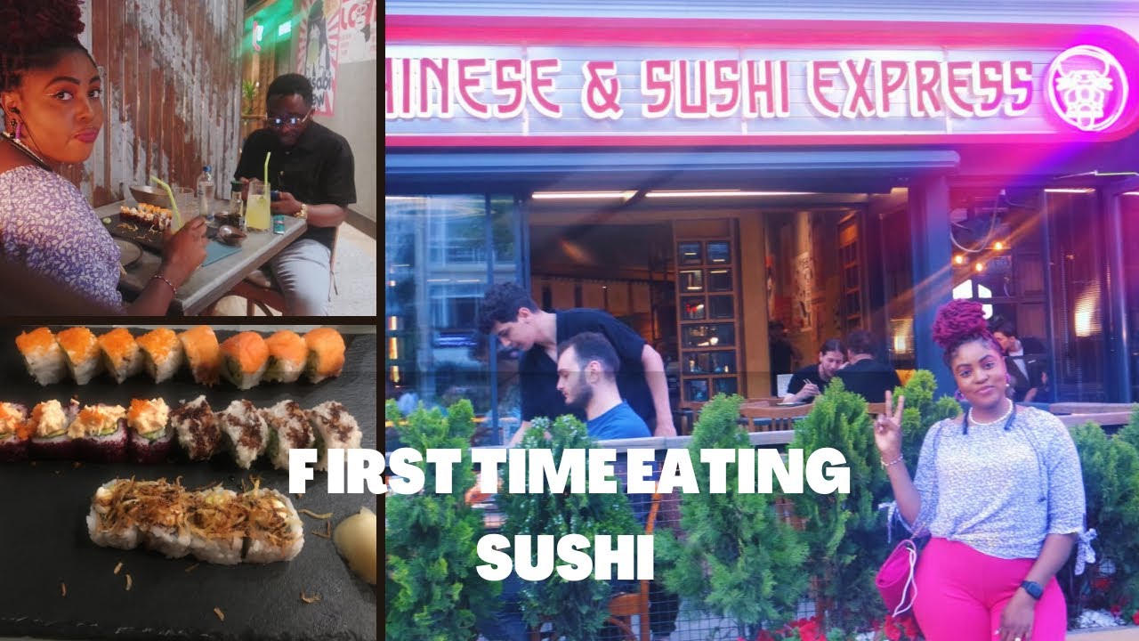 Trying sushi for the first time! Watch my reaction 😱😩 - YouTube