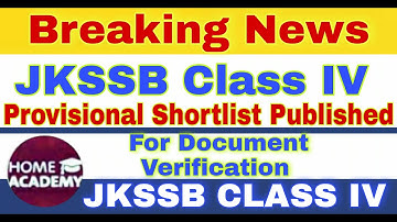 JKSSB Class IV provisional list out check now by home academy
