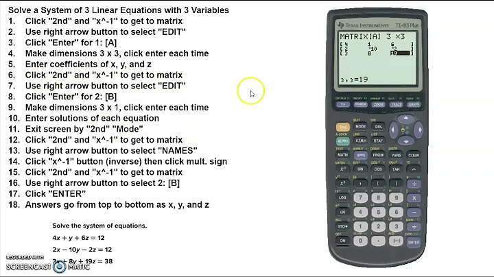 Solve a System of Equations with Three Variables on TI 83