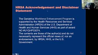 An Interdisciplinary Look at Age-Friendly Health Systems: Module 1 AFHS Training 2022
