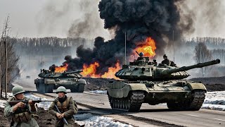 : 13 Minutes Ago! German Leopard-2A6 Tank Anger, Destroys a Row of Russian T-90SM Tanks!!