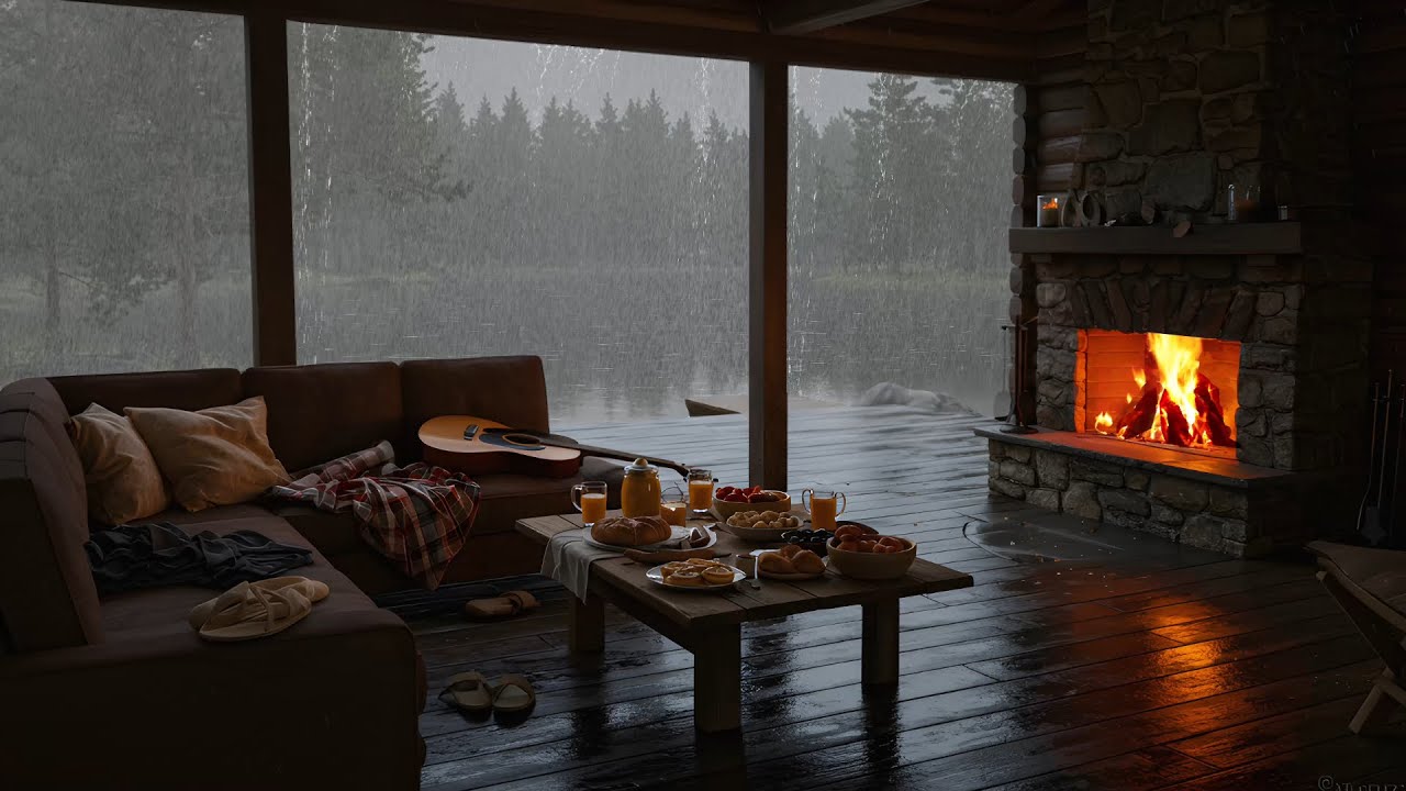 Peaceful Ambience at Night in Cozy Cabin with Soothing Rainfall for ...