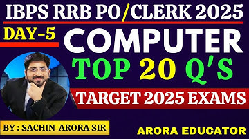 IBPS RRB PO/Clerk 2025 Computer Awareness | Computer For Bank, SSC, Exams | Computer MCQ | Day-5 |