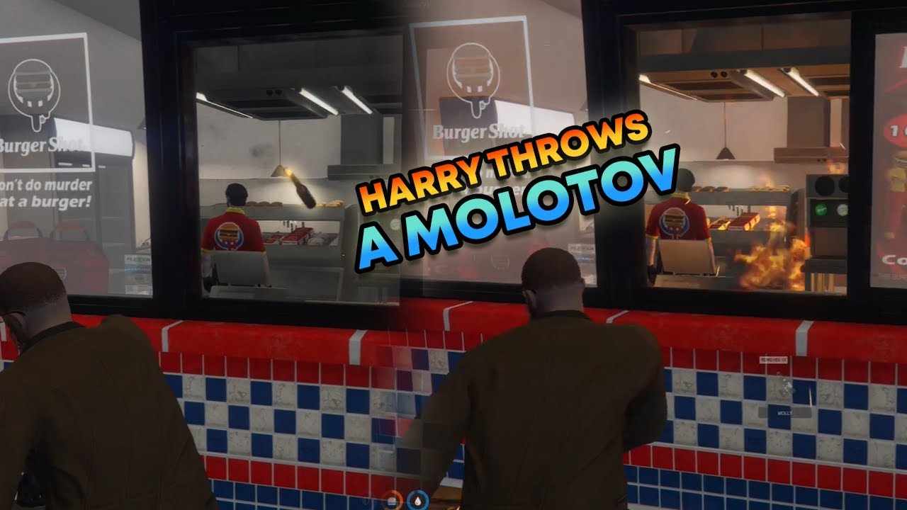 Harry throws a Molotov at Burger shot employees | GTA V RP NoPixel 3.0