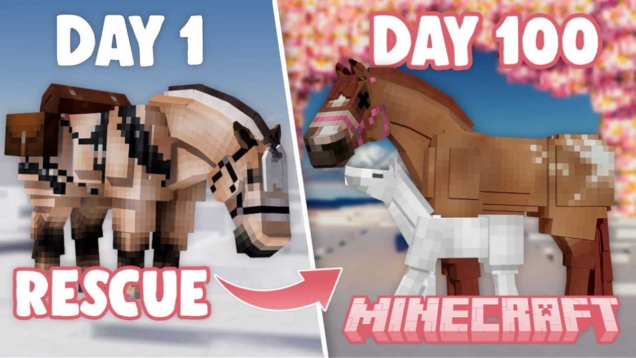 I spent 100 Days Rescuing Horses in a Deadly Minecraft Winter | Pinehaven